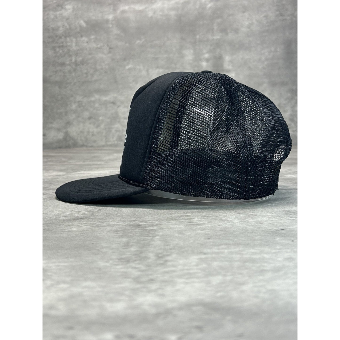 Vintage 90s Snap On Tools Spellout Graphic Trucker Snapback Hat OSFA Black