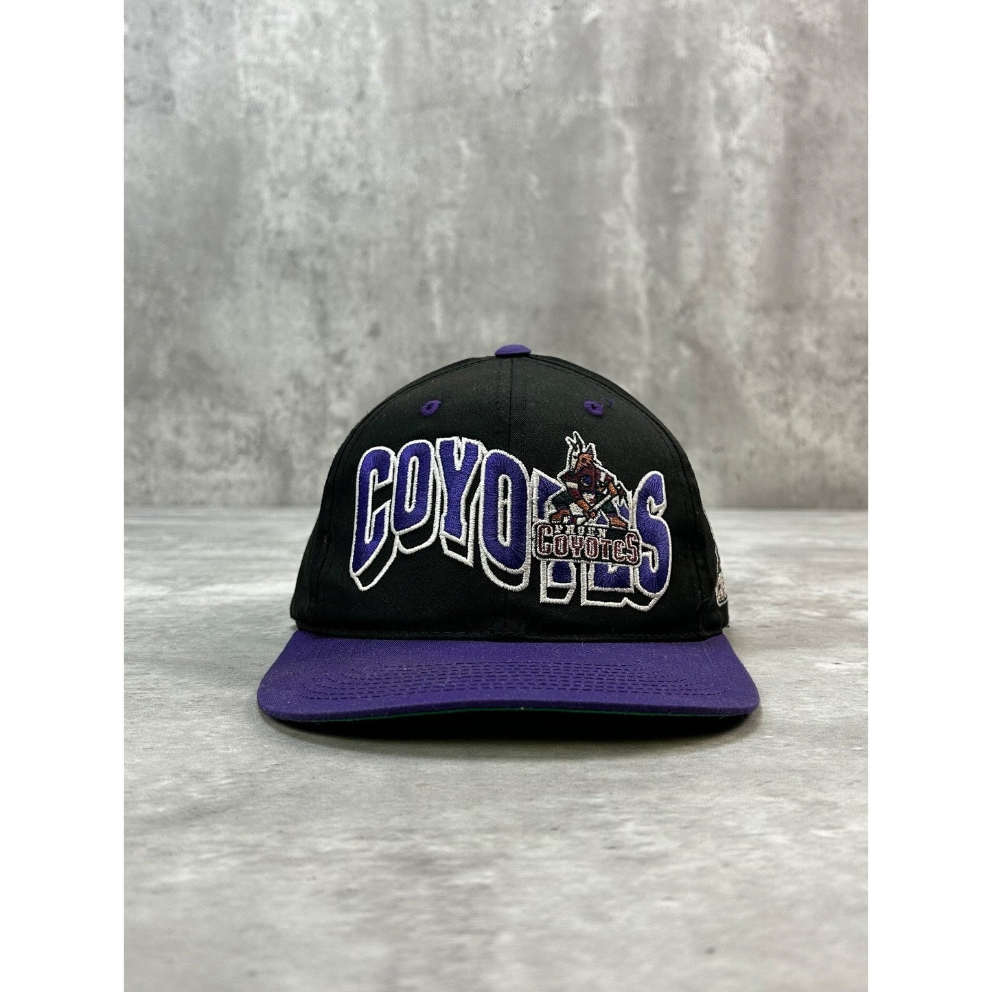 Vintage 90s Phoenix Coyotes NHL Embroidered Wave Spellout Snapback Hat OSFA
