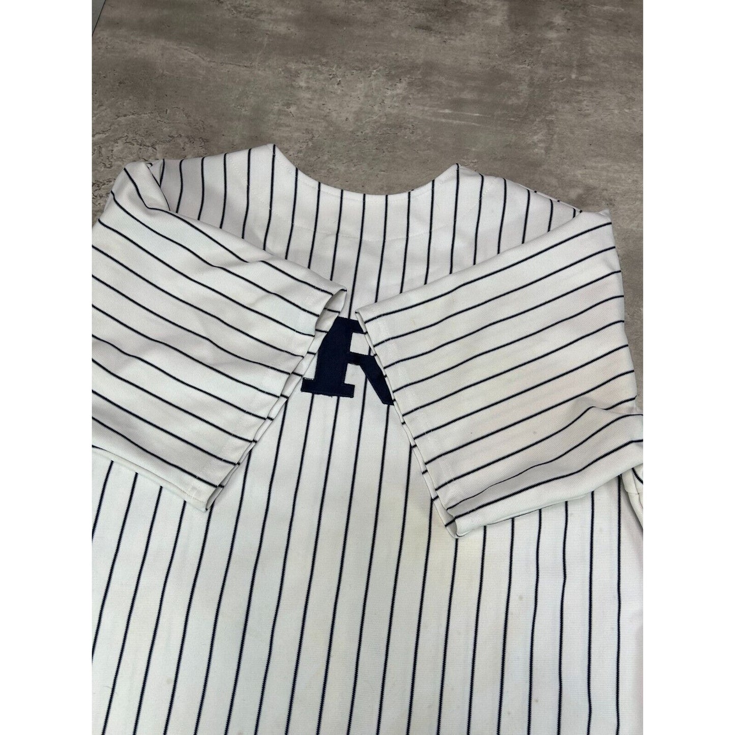 Vintage HRI #10 Embroidered Pinstripe Baseball Jersey Size XL White