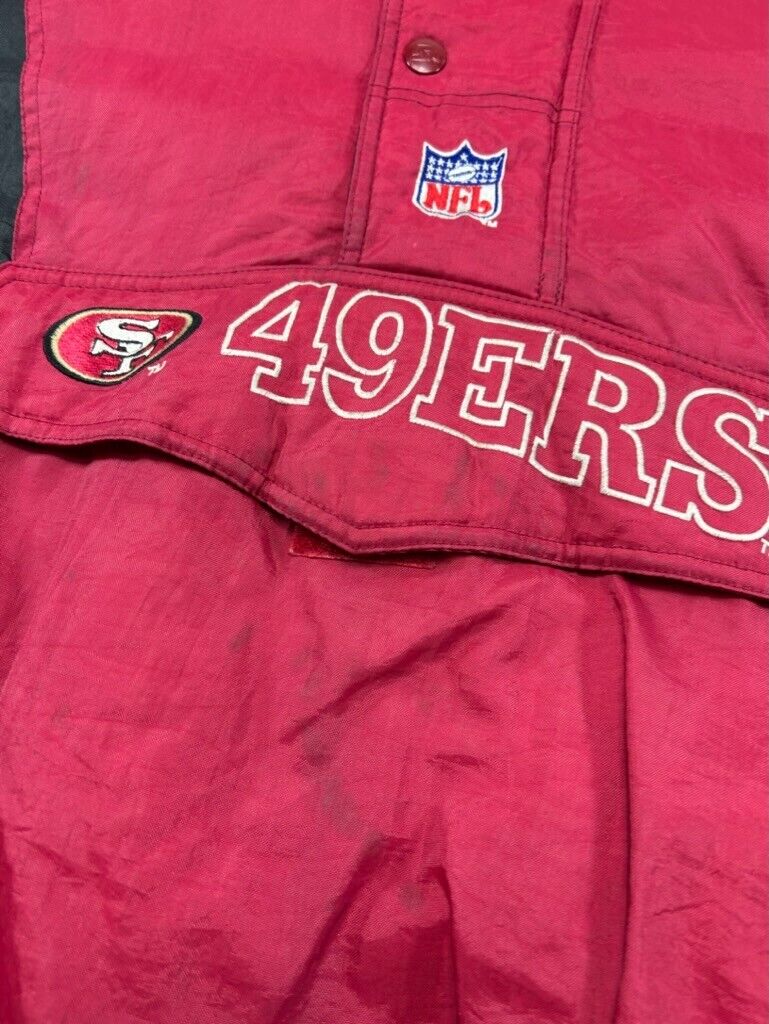 Vintage 90s San Fransisco 49ers NFL Insulated Starter 1/2 Zip Jacket Size XL Red