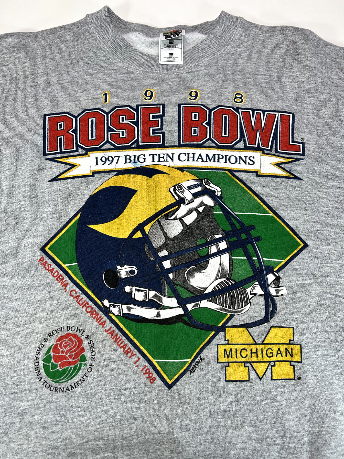 Vintage 1998 Michigan Wolverines NCAA Rose Bowl Football Sweatshirt Size 2XL