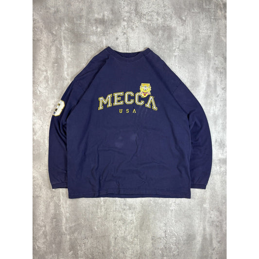 Vintage Y2K Mecca USA Graphic Spellout Long Sleeve T-Shirt Size XXL Blue