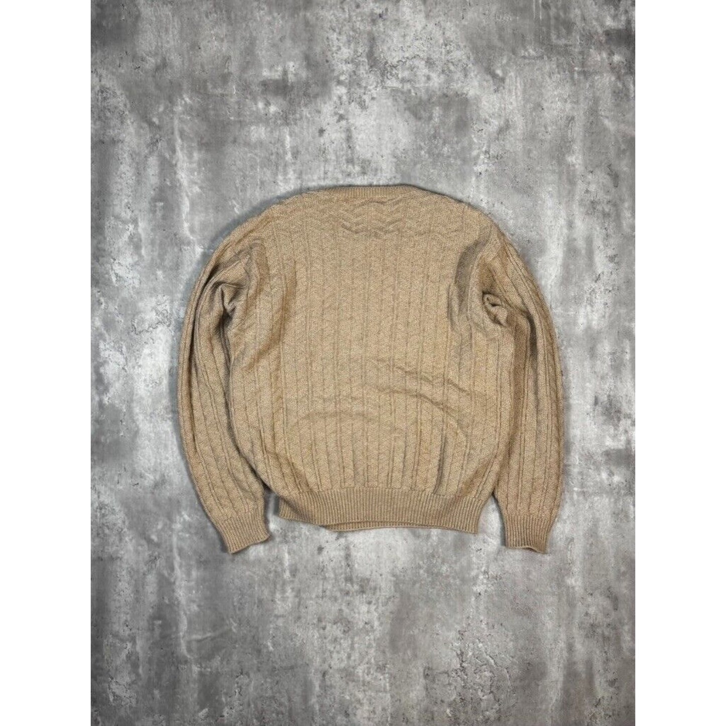 Vintage 90s L.L. Bean Textured Ribbed Pull Over Knit Sweater Size Large Beige