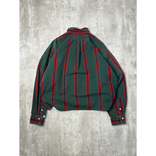 Vintage Polo Ralph Lauren Striped Reworked Cropped Button Up Shirt Size XL