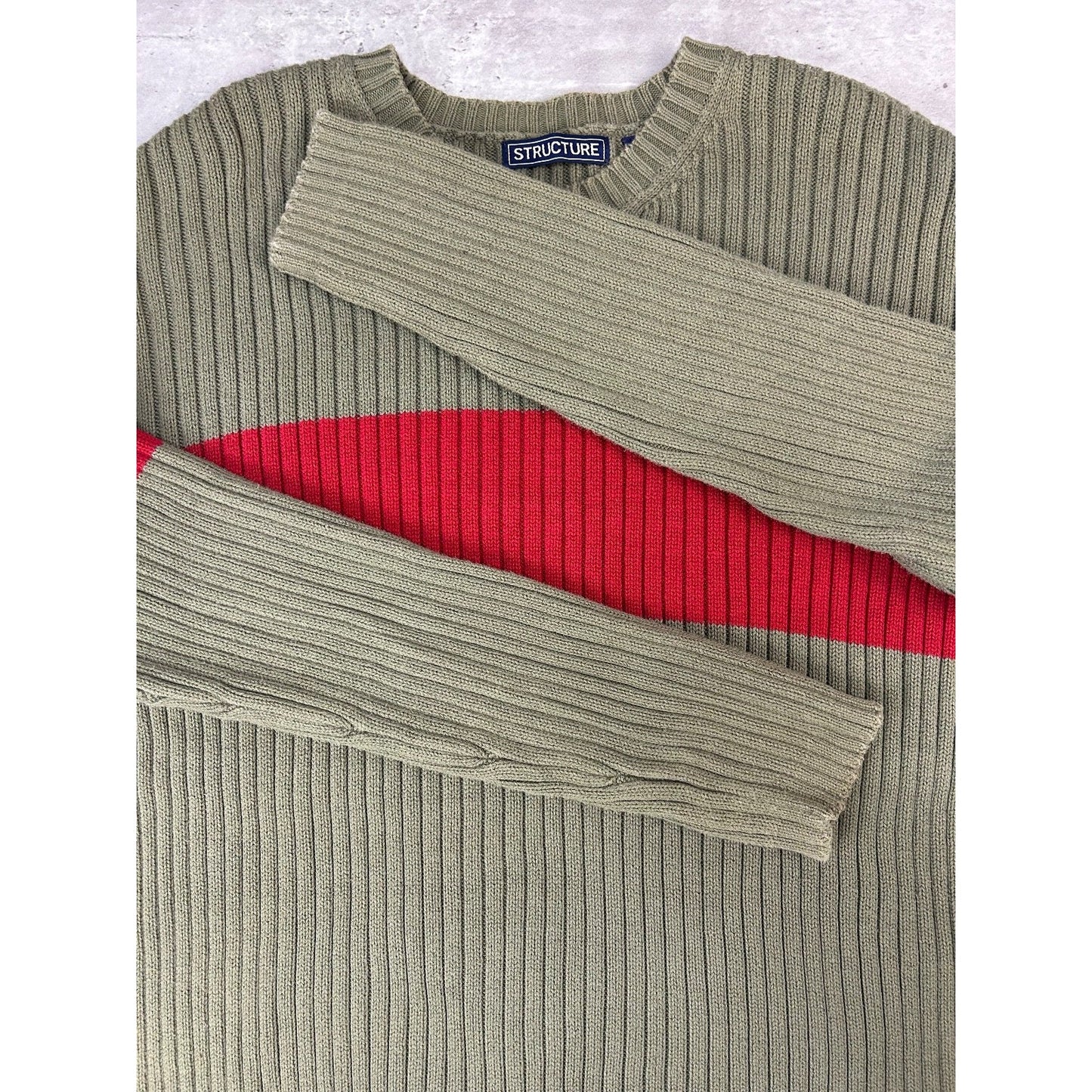 Vintage Structure Two Toned Striped Pullover Knit Sweater Size XL