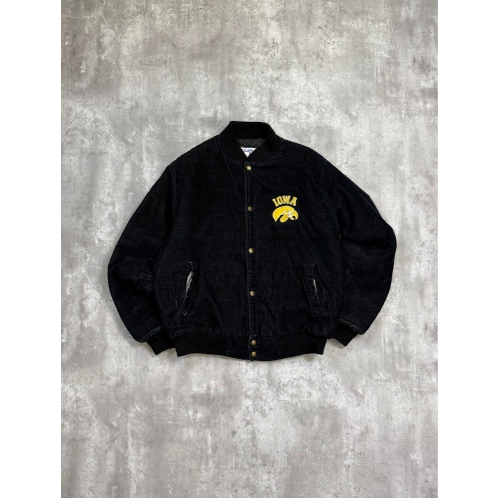 Vintage 80s/90s Iowa Hawkeyes NCAA Corduroy Embroidered Bomber Jacket Size Large