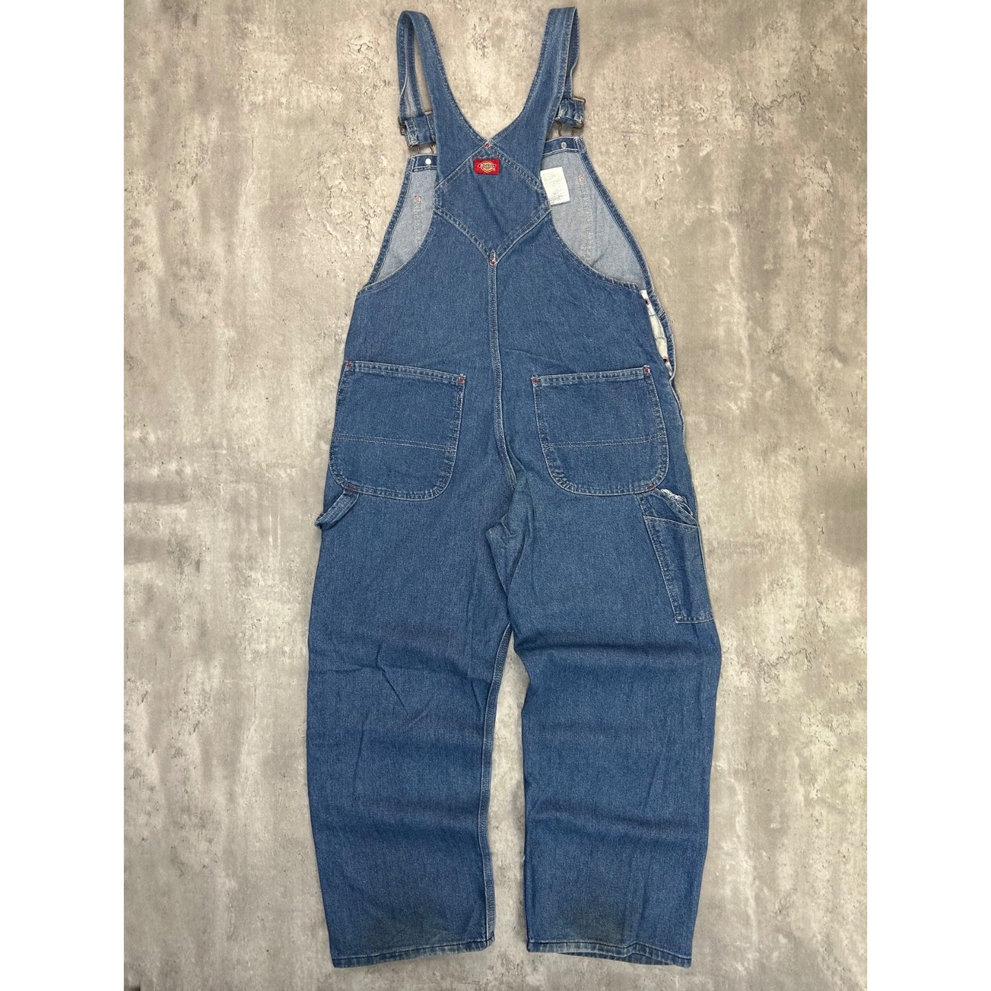 Dickies Medium Wash Denim Workwear Carpenter Overall Pants Size 41 Blue