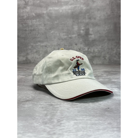 US Open Bethpage Embroidered Spellout Golf Strapback Hat OSFA Beige