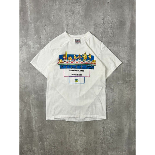 Vintage 90s Lakeland Duck Race Cartoon Duck Graphic T-Shirt Size Large