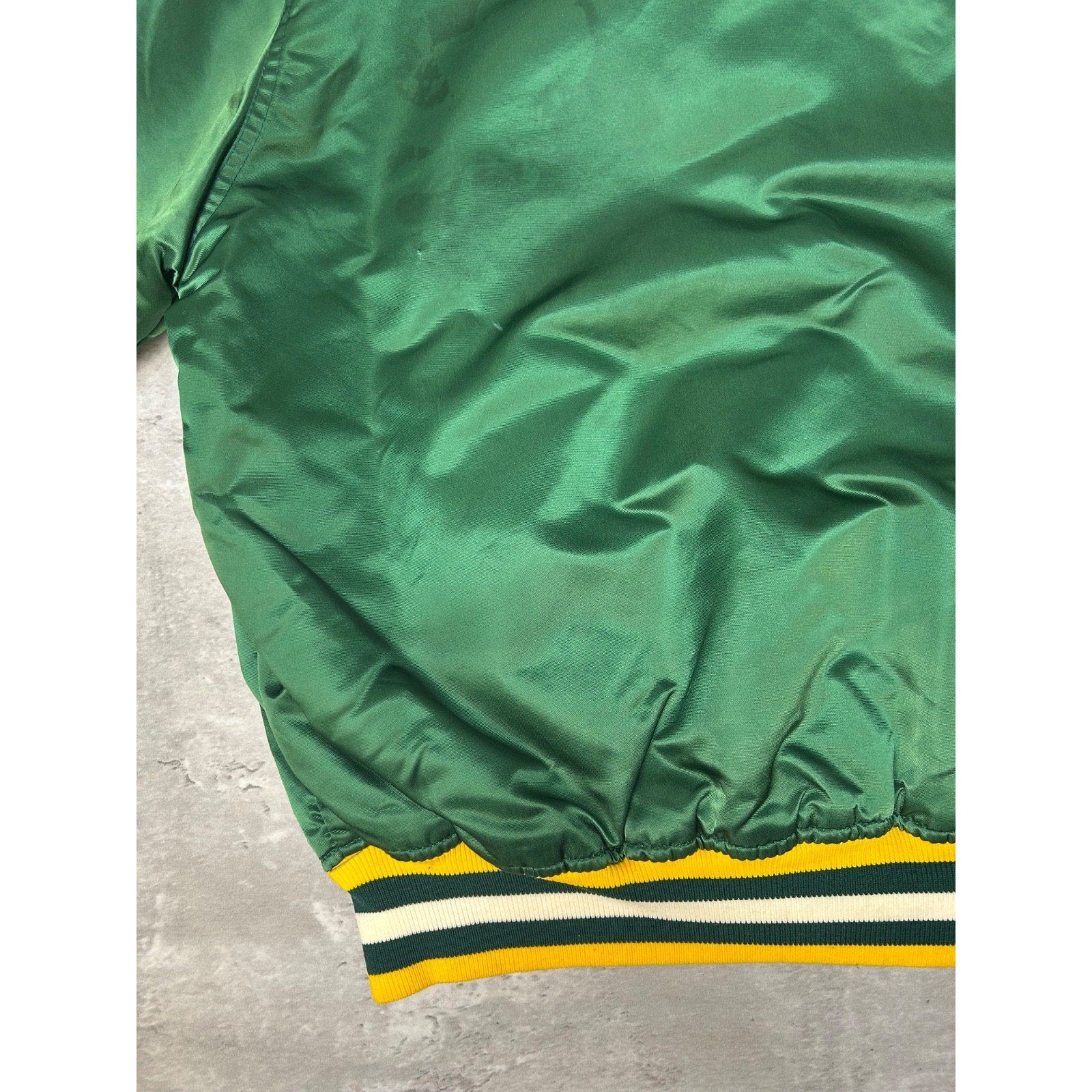 Vintage 80s Green Bay Packers NFL Starter Satin Bomber Jacket Size Large