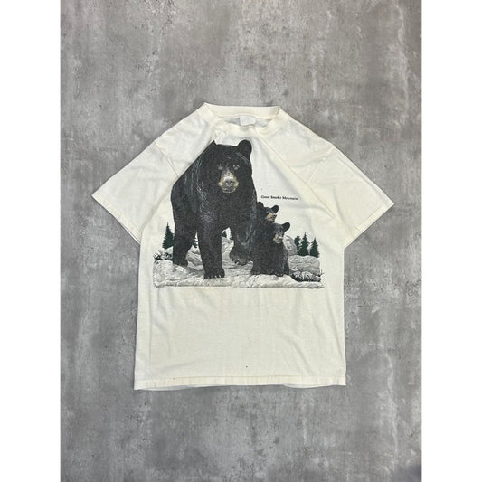 Vintage 90s Great Smoky Mountain Nature Bear Graphic Destination T-Shirt Medium