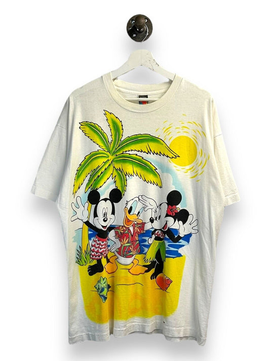 Vintage 90s Disney Mickey Mouse Beach Graphic T-Shirt Size 2XL