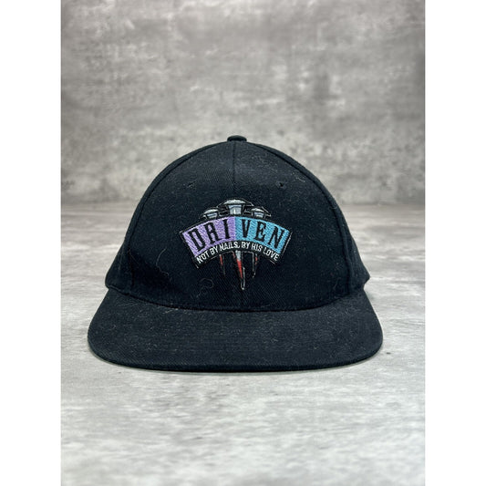 Vintage 90s Driven Not By His Nails By His Love Jesus Snapback Hat OSFA Black