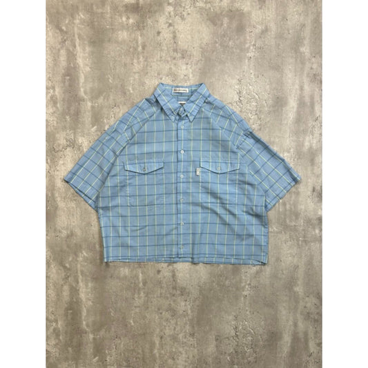 Vintage 80s Levis Checkered Print Reworked Cropped Button Up Shirt Size XL