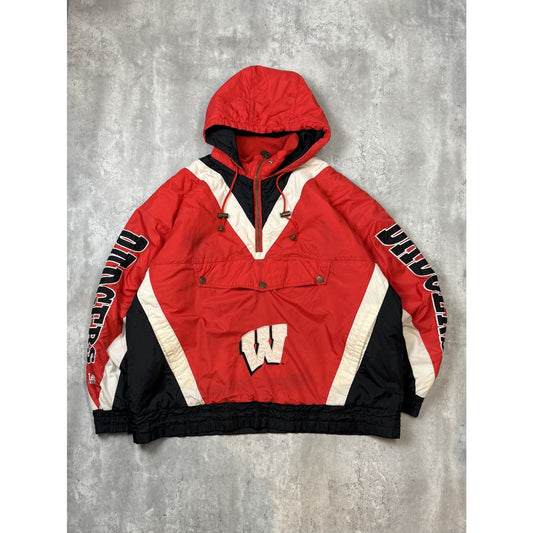 Vintage 90s Wisconsin Badgers NCAA Insulated 1/2 Zip Pullover Jacket Size XL