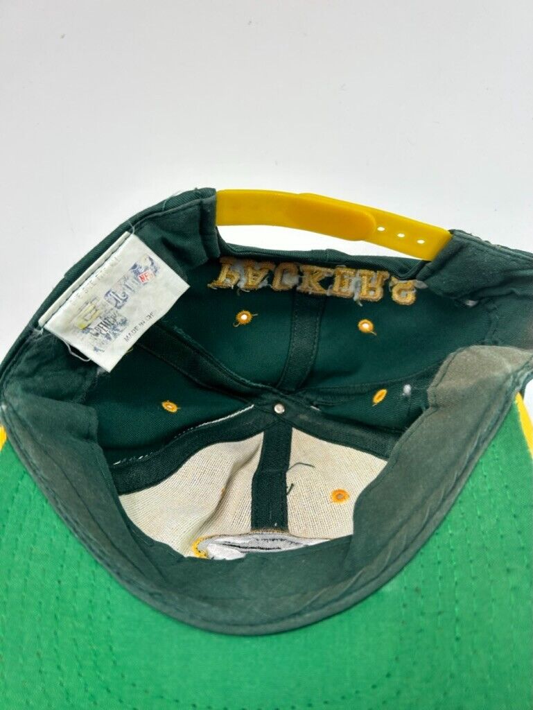 Vintage 90s Green Bay Packers NFL Embroidered Logo Spellout Snapback Hat OSFA