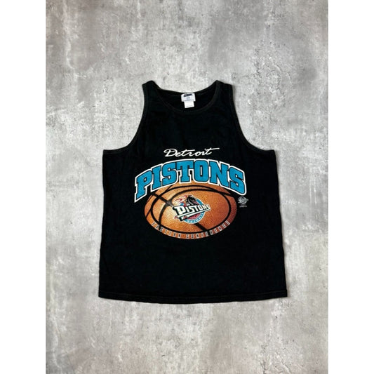 Vintage 90s Detroit Pistons NBA Basketball Graphic Sleeveless T-Shirt Med YOUTH