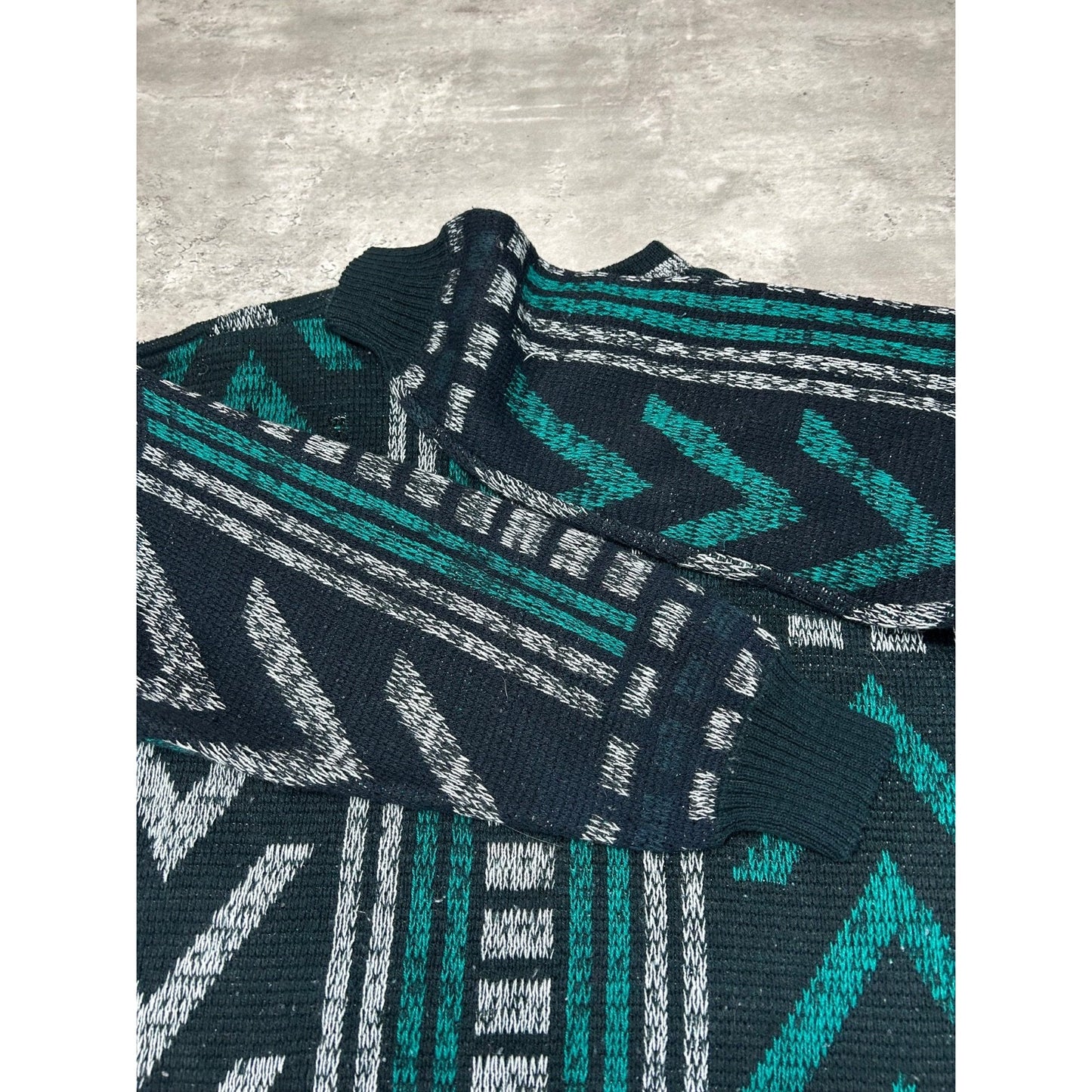 Vintage 90s Abstract Pattern Print Pullover Knit Sweater Size Large