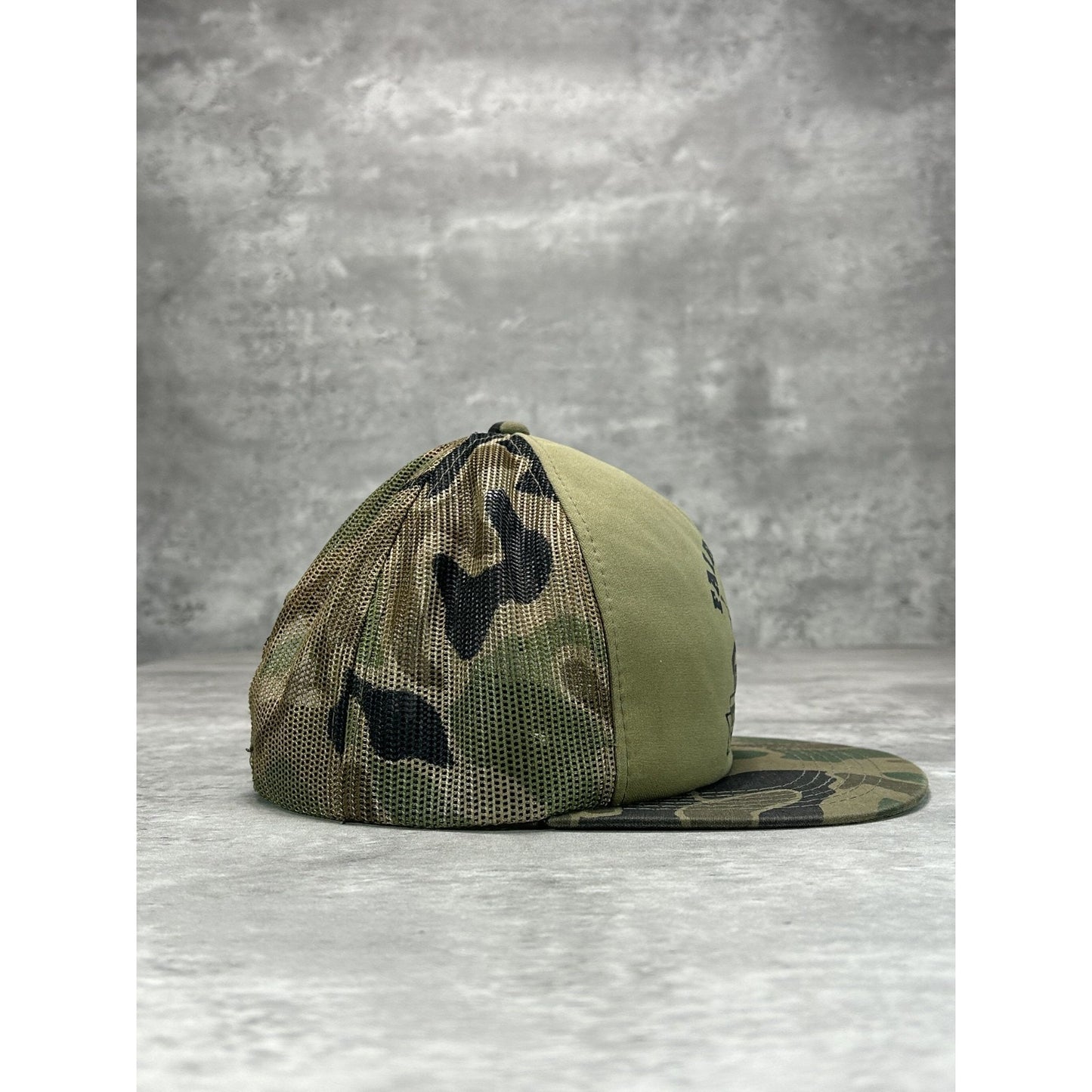 Vintage 80s Fairmans Guns Hunting Camo Graphic Trucker Snapback Hat OSFA