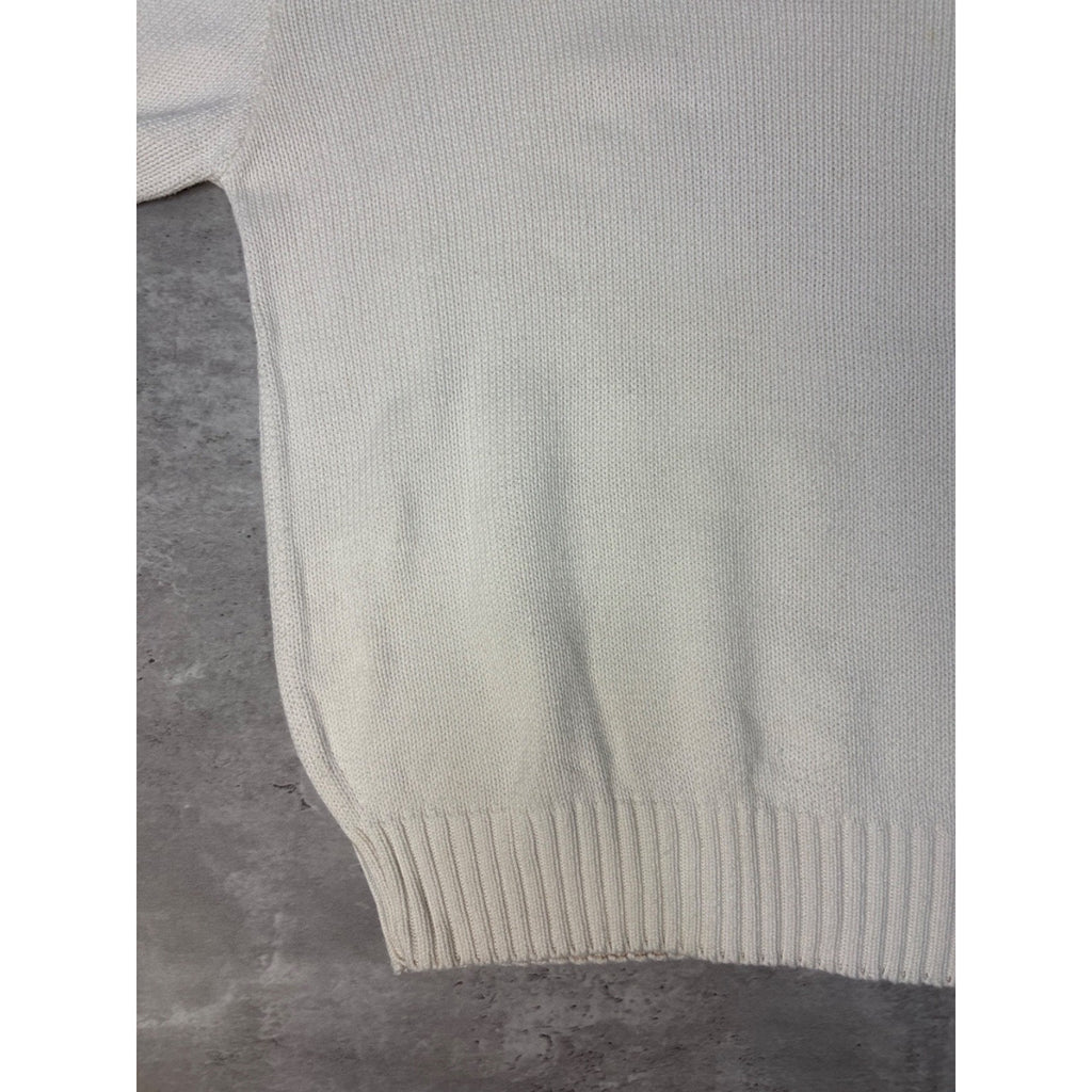 Vintage 90s Polo Ralph Lauren Embroidered Pony White Knit Sweater Size Large