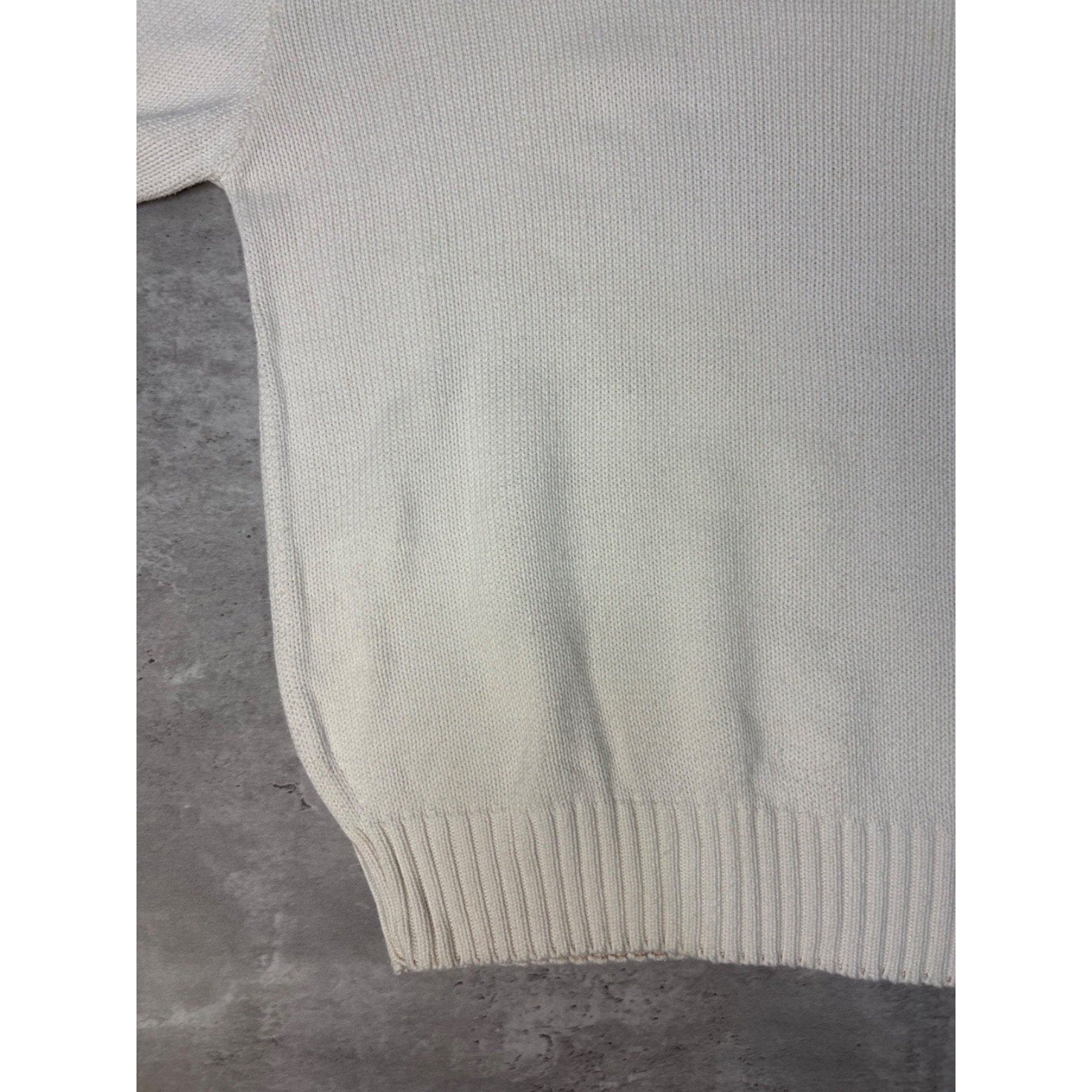Vintage 90s Polo Ralph Lauren Embroidered Pony White Knit Sweater Size Large