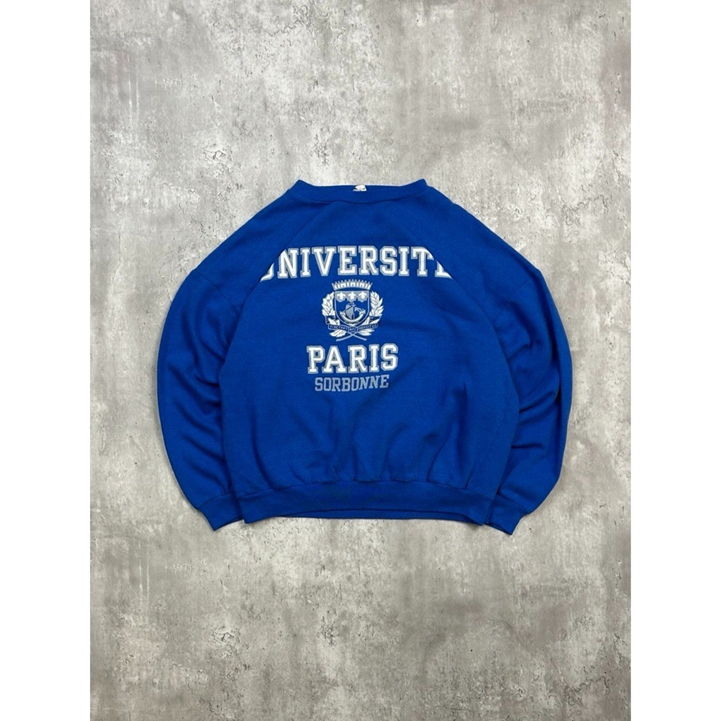 Vintage 80s/90s Universite Paris Collegiate Crest Graphic Sweatshirt Size Medium