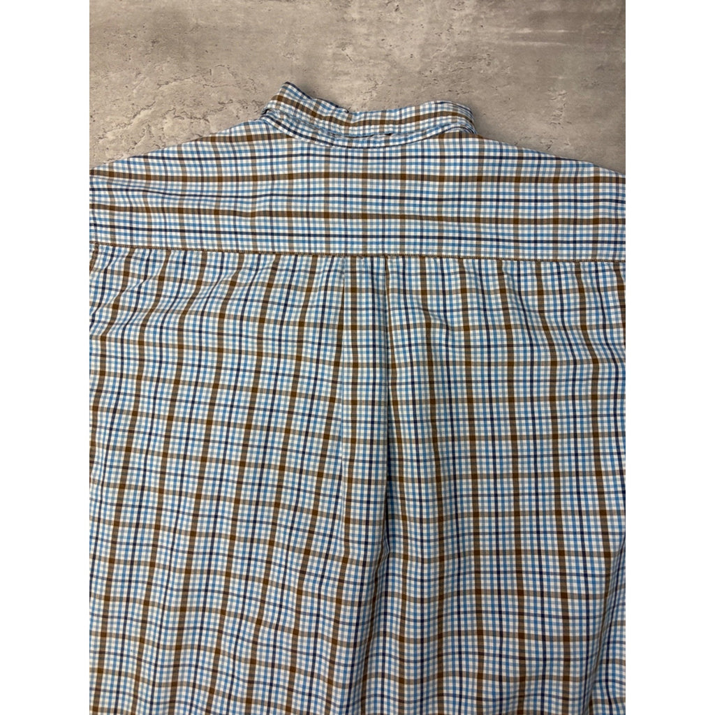 Vintage St. Johns Bay Single Pocket Plaid Cropped Button Up Shirt Size XL