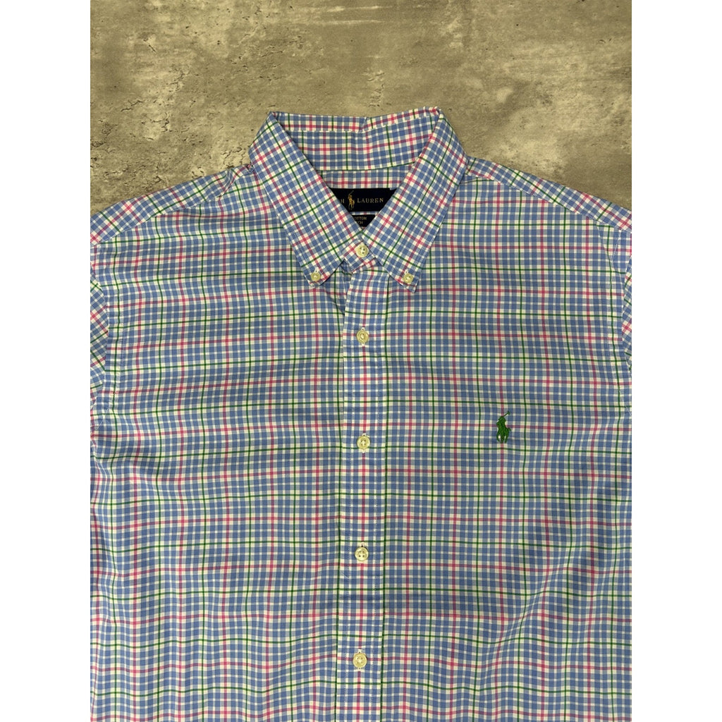 Vintage Polo Ralph Lauren Reworked Cropped Long Sleeve Button Up Shirt Sz Large