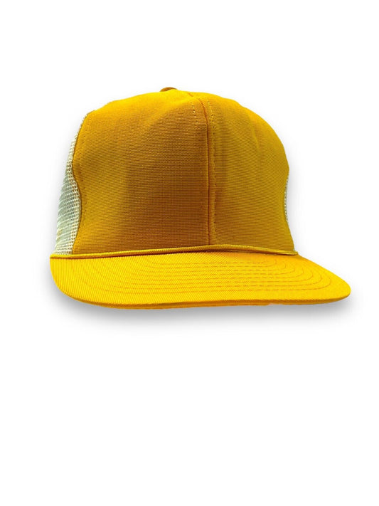 Vintage 80s Blank Mesh Trucker Snapback Hat OSFA Yellow