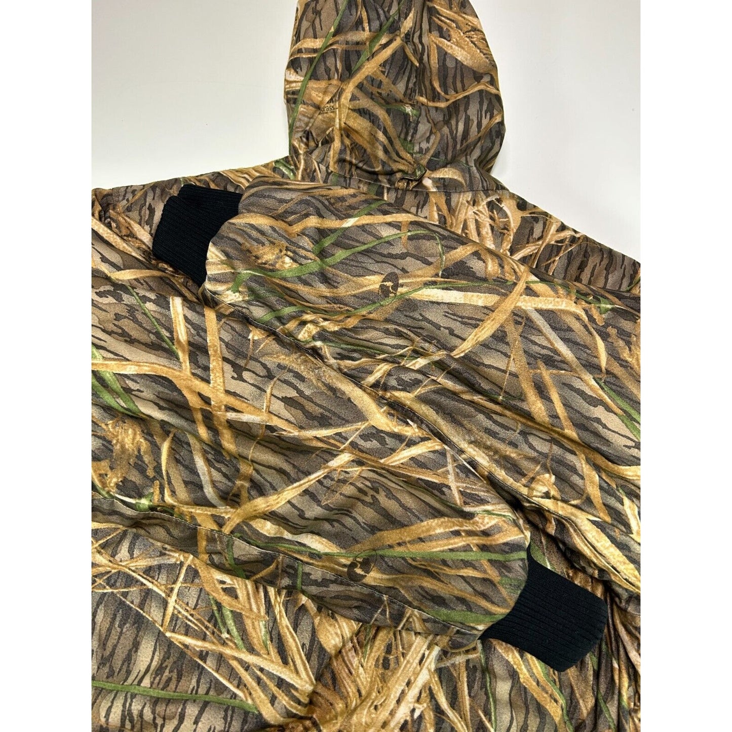 Vintage Insulated Mossy Oak Shadow Grass Camo Hooded Hunting Jacket Size Large