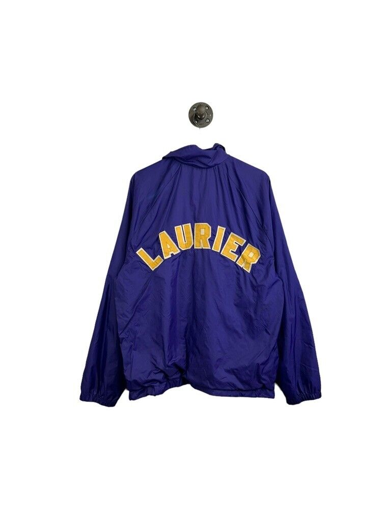 Vintage 90s Wilfred Laurier University Nylon Coaches Jacket Size Large Purple