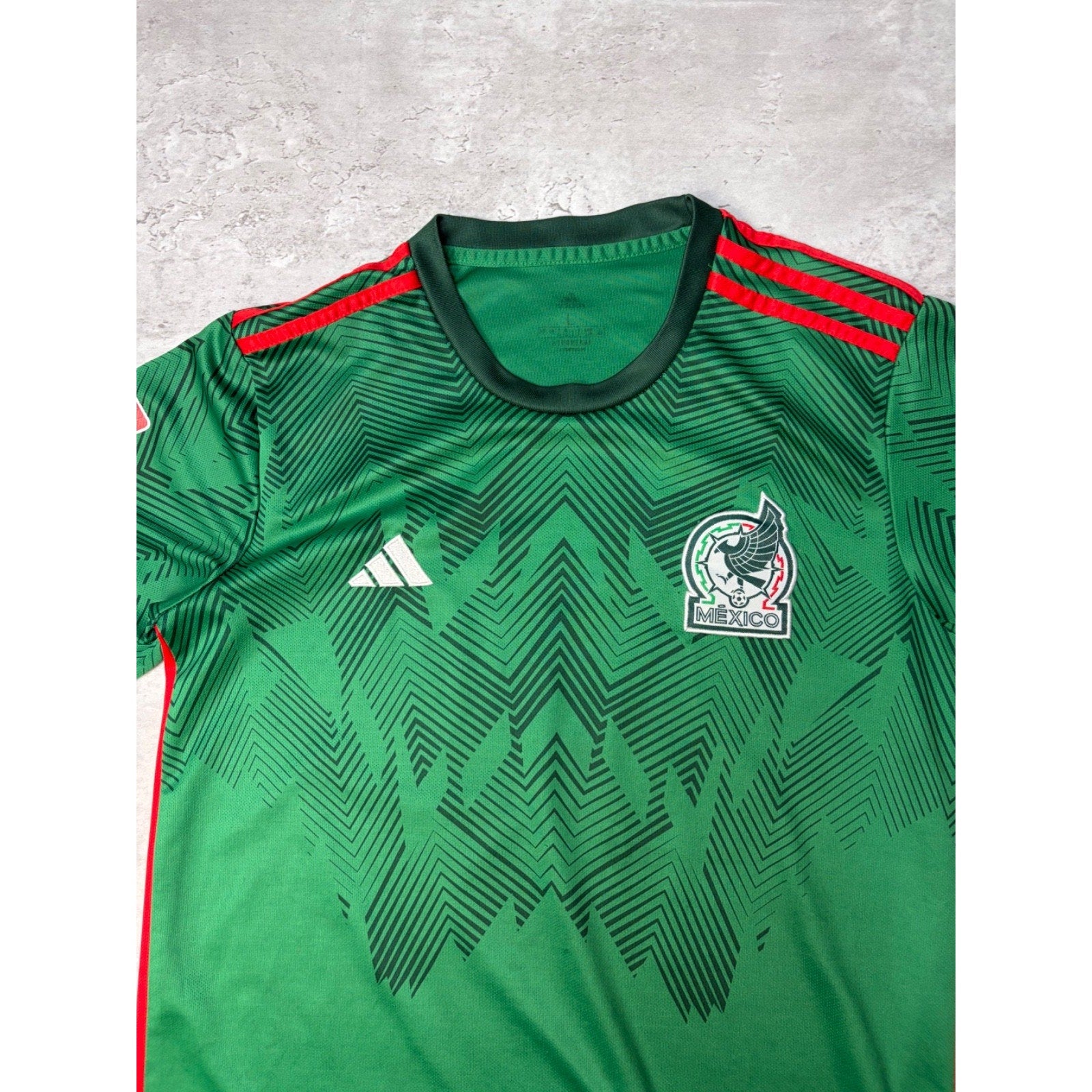 Vintage Mexico Adidas Soccer Green Jersey Size Large