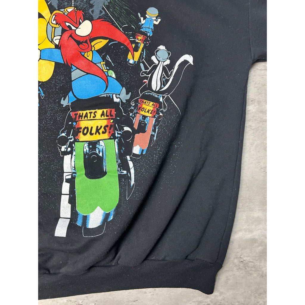 Vintage 1994 Looney Tunes Motorcycle Cartoon Character Graphic Sweatshirt Sz XL