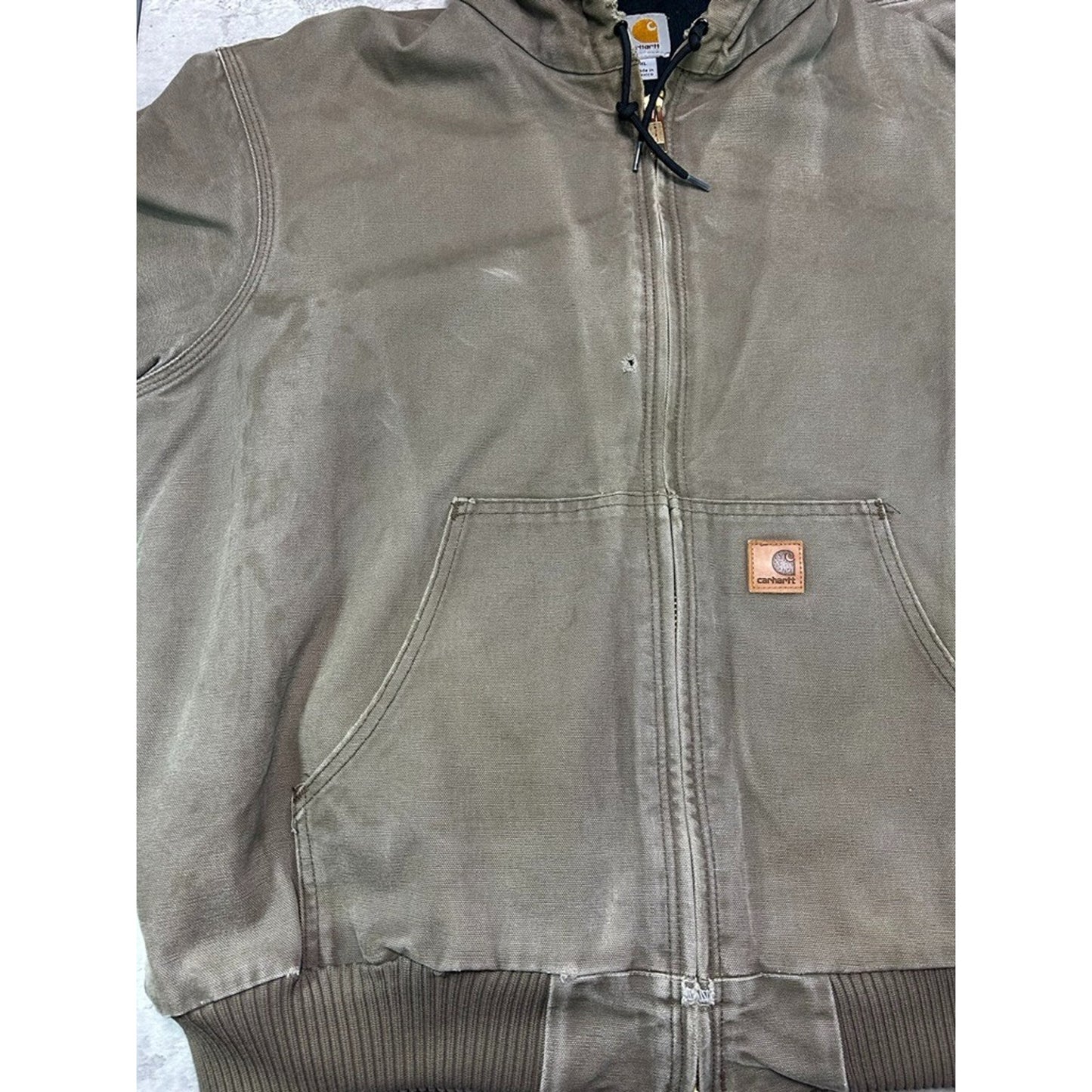 Vintage Carhartt Insulated Canvas Workwear Hooded Active Jacket Size XL