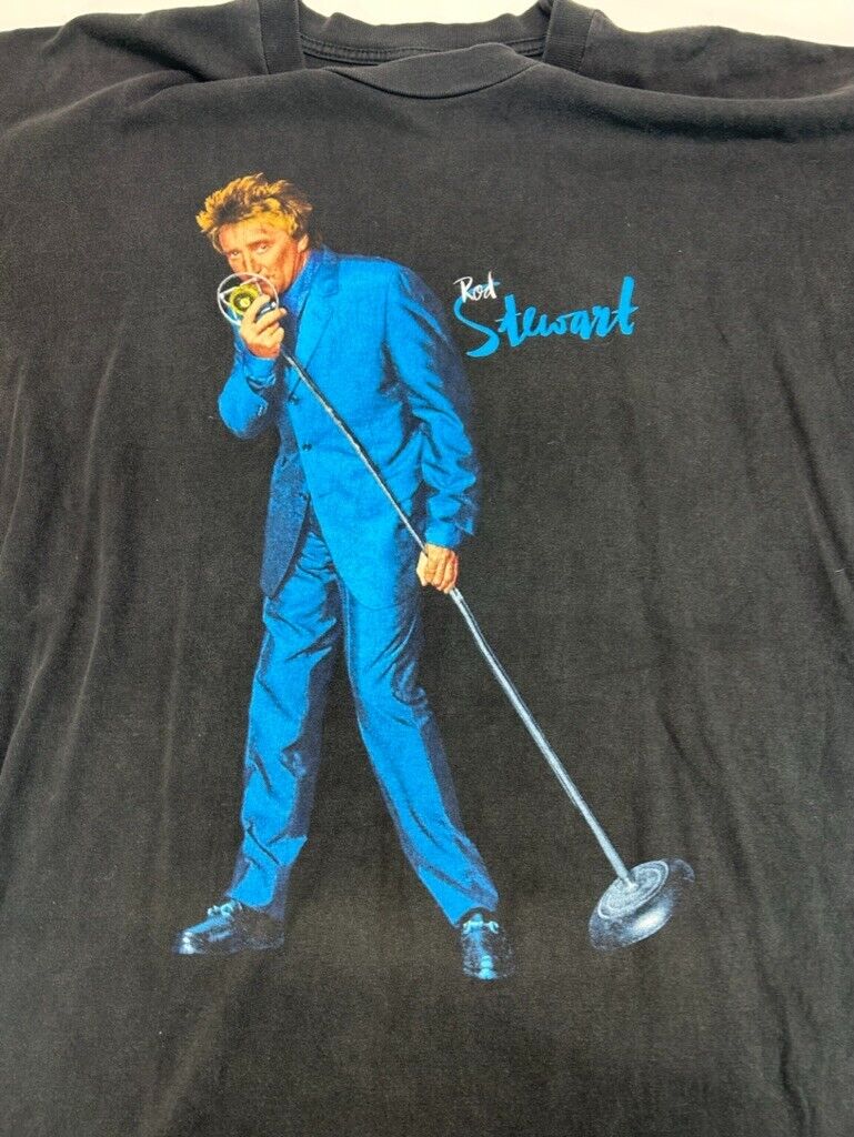 Vintage 90s Rod Stewart All Rod All Night Graphic Tour Music T-Shirt Size XL