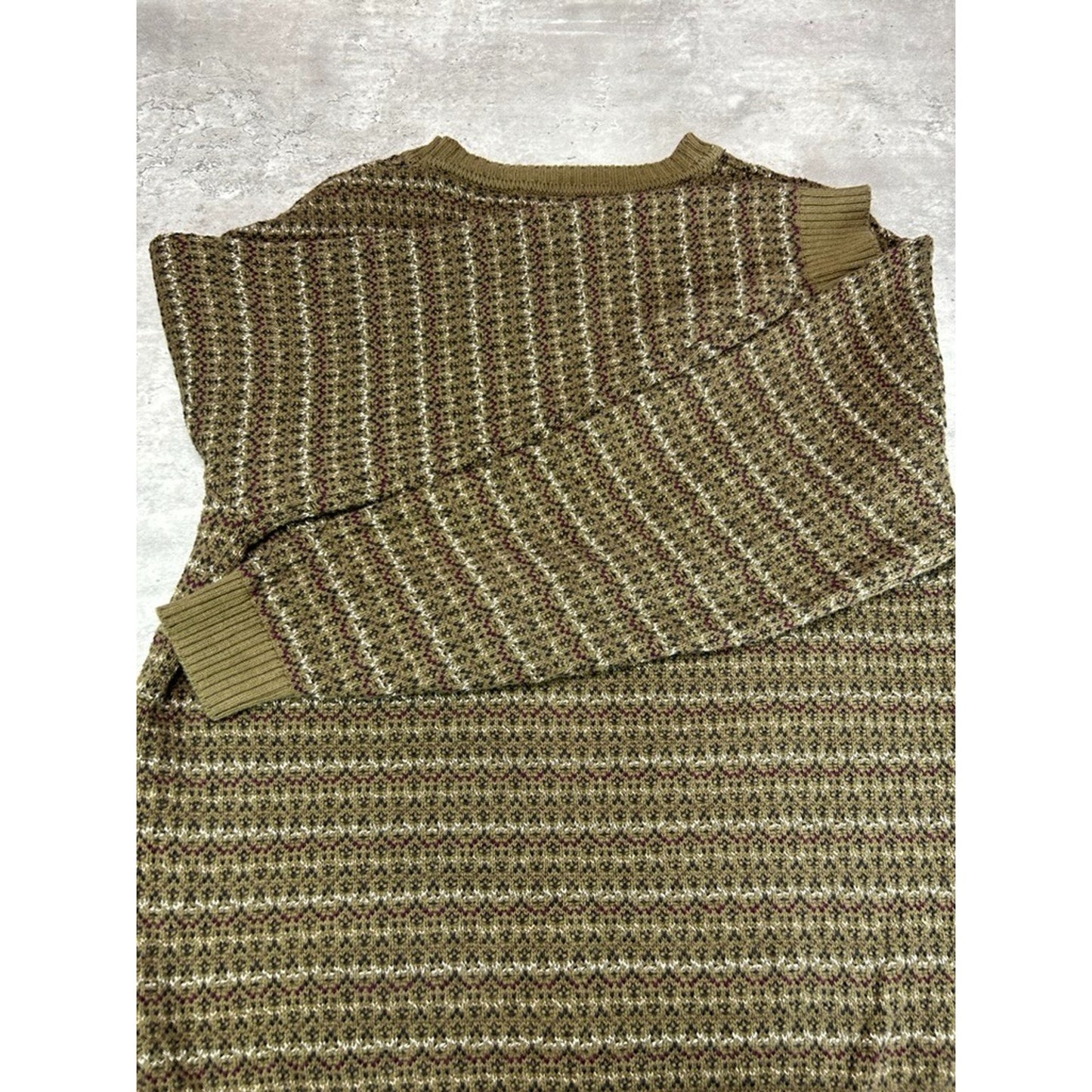 Vintage Perry Ellis Abstract Striped Ribbed Pullover Knit Sweater Size Large