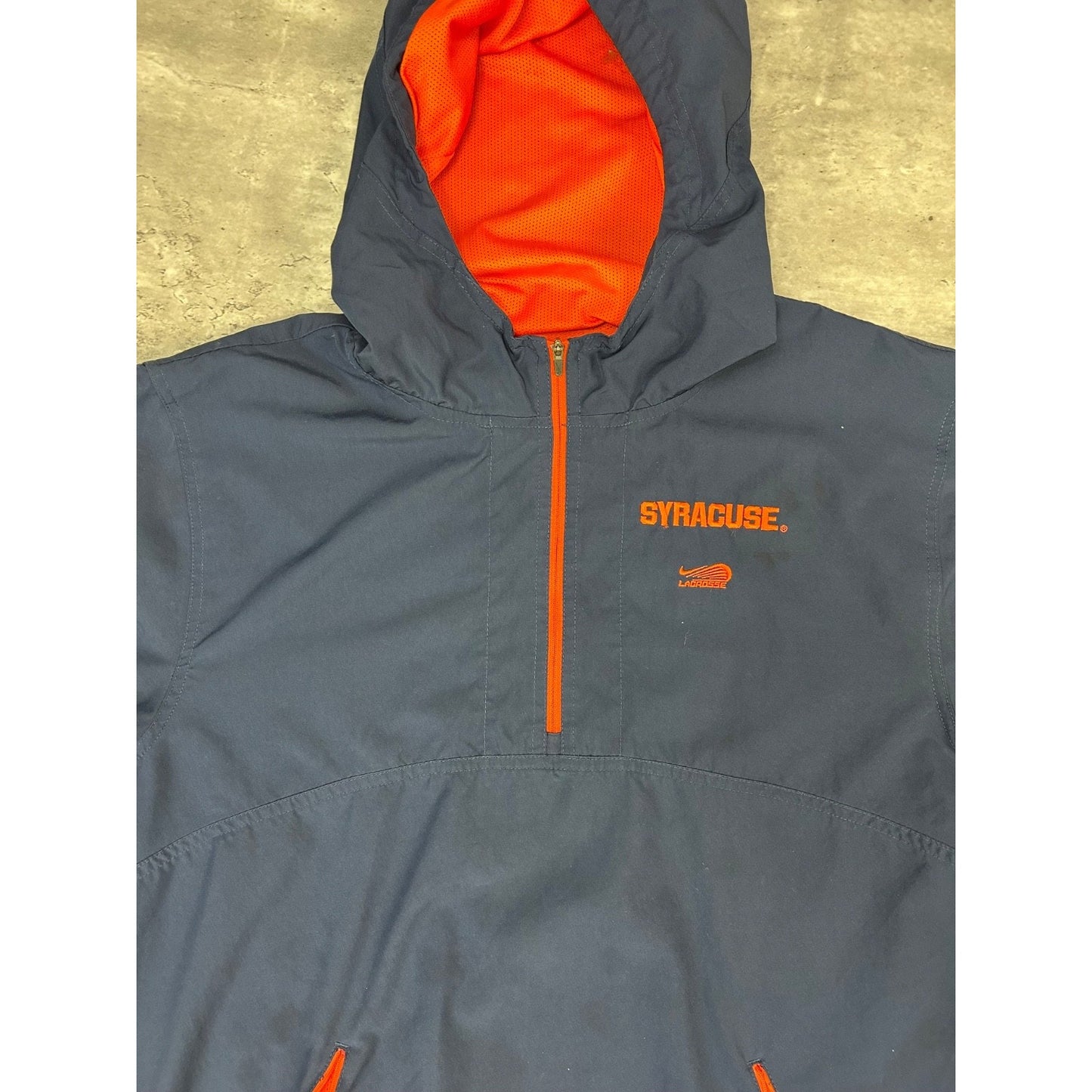 Syracuse Orangemen NCAA Nike Lacrosse 1/4 Zip Hooded Jacket Size Small