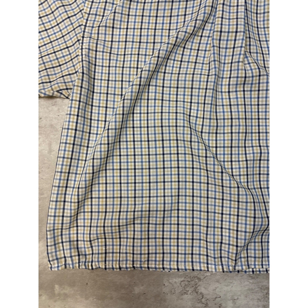 Vintage Van Heusen Single Pocket Plaid Cropped Button Up Shirt Size Large