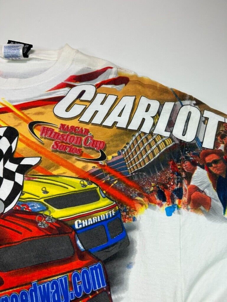 Vintage 2001 Nascar Coca Cola 600 AOP Racing Graphic T-Shirt Size 2XL