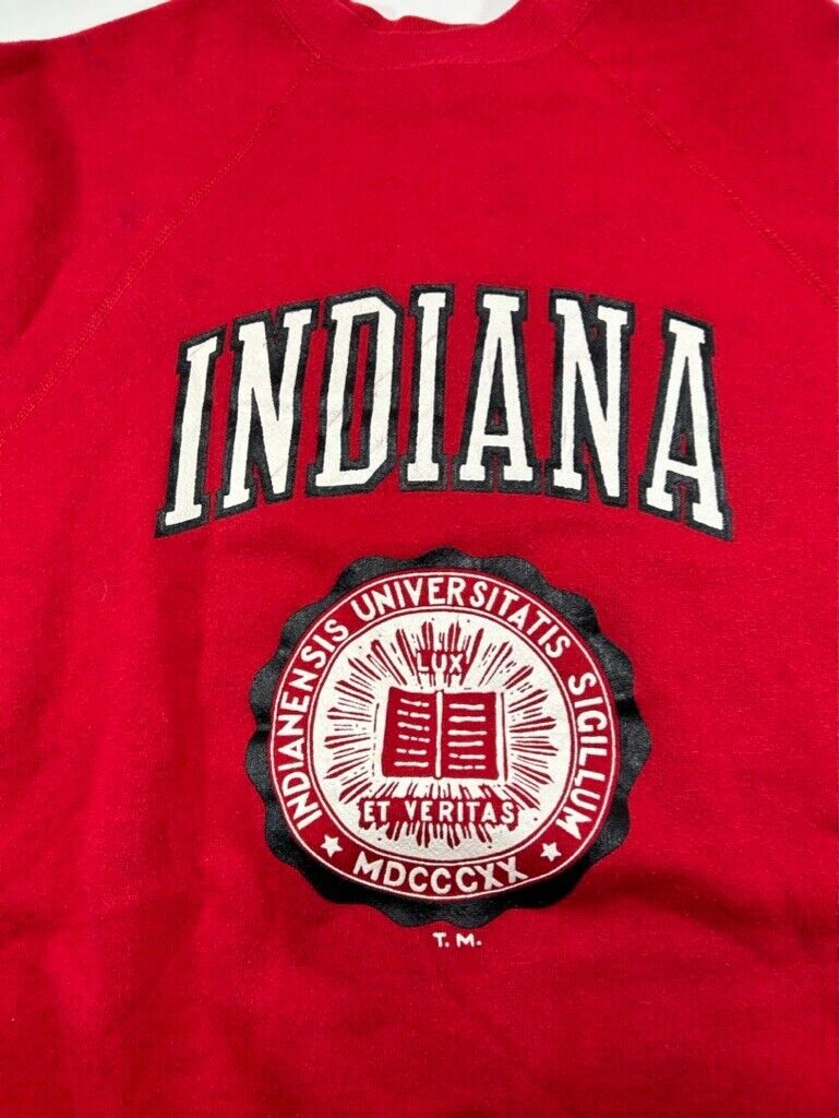 Vintage 80s Indiana Hosiers NCAA Collegiate Crest Graphic Sweatshirt Size Large