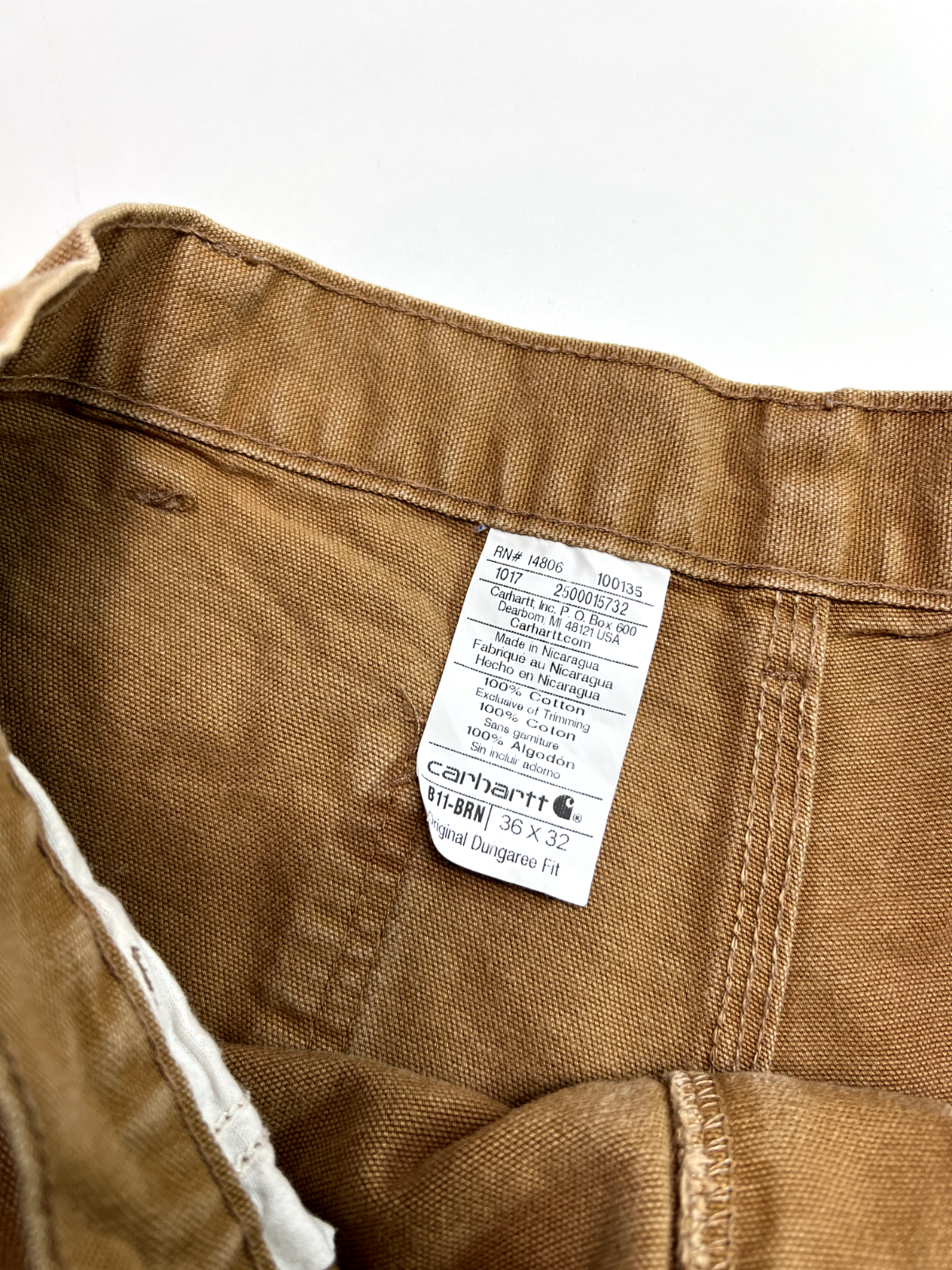 Vintage Carhartt Carpenter Canvas Workwear Dungaree Fit Pants Size 34W Brown