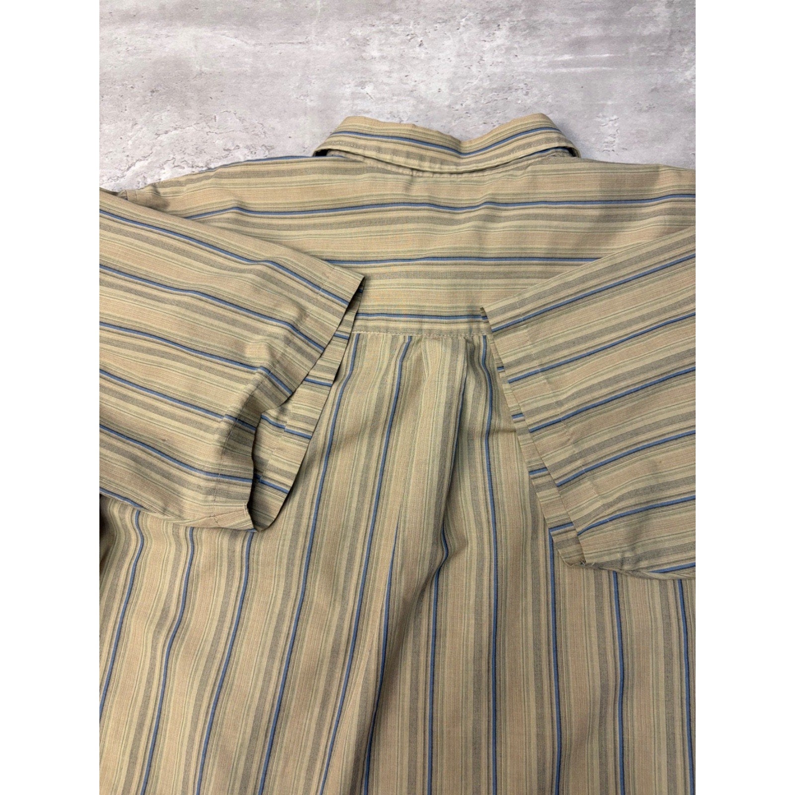 VTG Puritan Single Pocket Striped Reworked Cropped Button Up Shirt Size Large