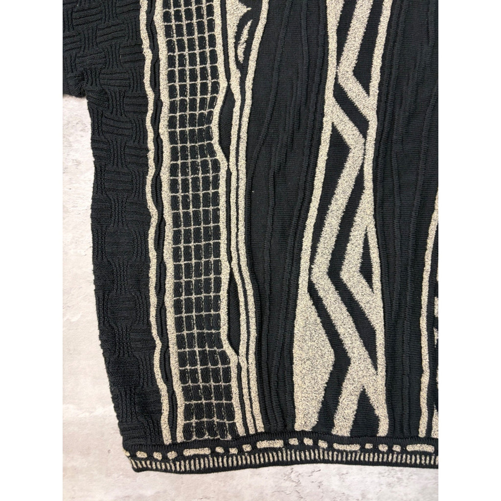 Vintage 90s Tundra 3D Abstract Print Pullover Ribbed Knit Sweater Size XL