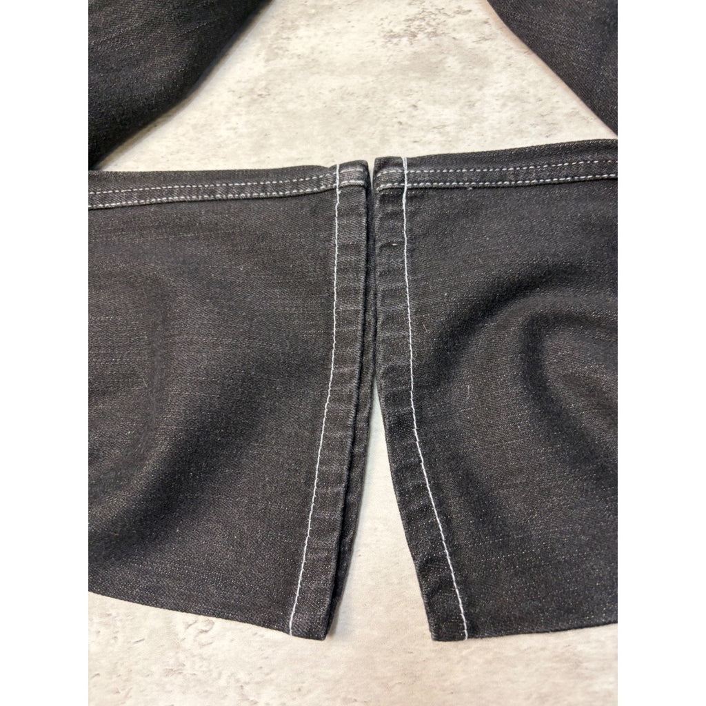 Y2K Womens Johnny Blaze Embroidered Spellout Black Wash Denim Pants 28x29