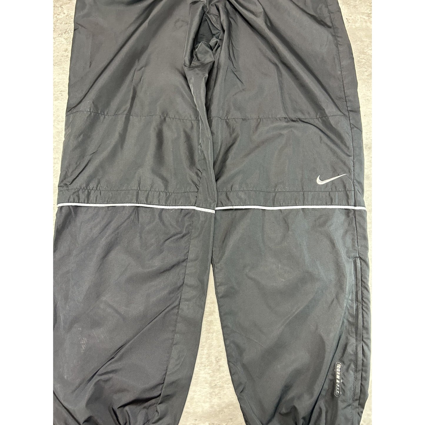 Vintage 2000s YOUTH Nike Embroidered Swoosh Nylon Track Pants Size Large Black