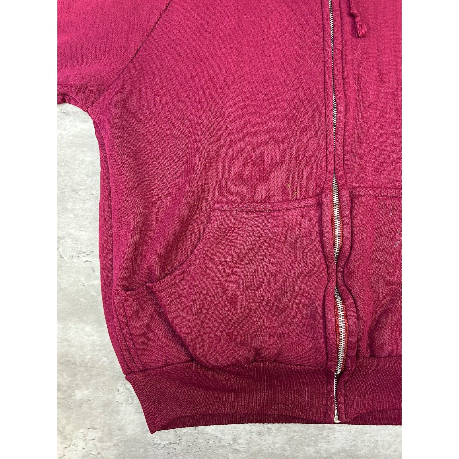 Vintage 80s Thermal Lined Full Zip Hooded Sweatshirt Size Large Maroon
