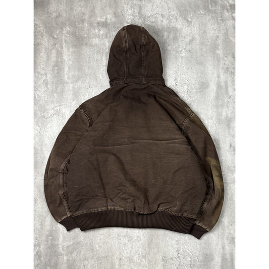 Vintage Carhartt Insulated Canvas Workwear Hooded Active Jacket Size 2XL Brown