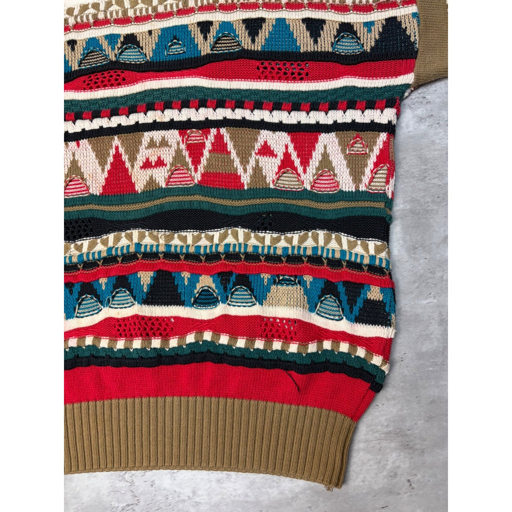 Vintage Dockside Abstract Pattern 3D Knit Sweater Size XL