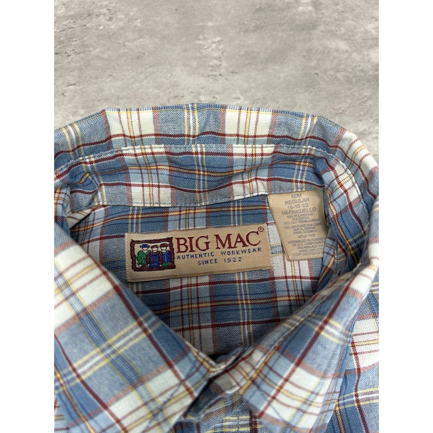 Vintage 80s/90s Big Mac Plaid Print Long Sleeve Button Up Shirt Size Medium