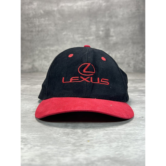 Vintage 90s Lexus Embroidered Logo Two Tone Snapback Hat OSFA Black/Red